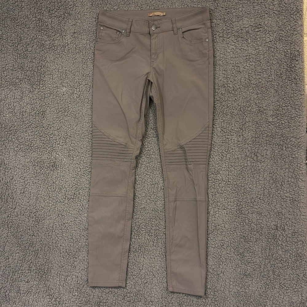 Prana Pants 3378 Womens Sz 8 Green Army Ribbed Knee Biker Outdoors Nylon Ladies